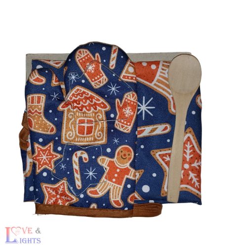 Kötény szett gyerekeknek karácsonyi mintával - mézeskalács mintákkal