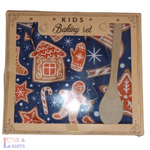 Kötény szett gyerekeknek karácsonyi mintával - mézeskalács mintákkal