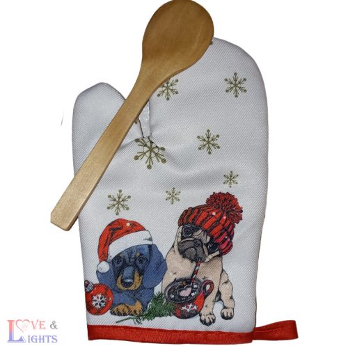 Kötény szett gyerekeknek karácsonyi mintával - kutyusos