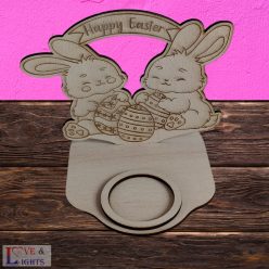   Húsvéti nyuszi mintás gyertyatartó, beltéri dekoráció 