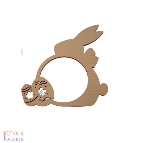 Húsvéti szalvétagyűrű fából nyuszi tojásokkal minta - 4db