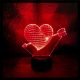 Szív nyíllal mintás 3D illúzió lámpa