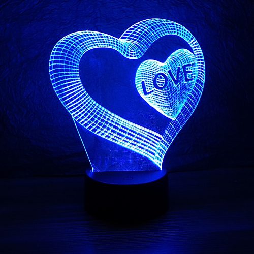 Szív a szívben mintás 3d illúzió lámpa egyedi felirattal