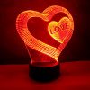 Szív a szívben mintás 3d illúzió lámpa egyedi felirattal