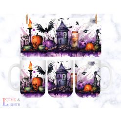 Halloweeni táj mintás bögre 