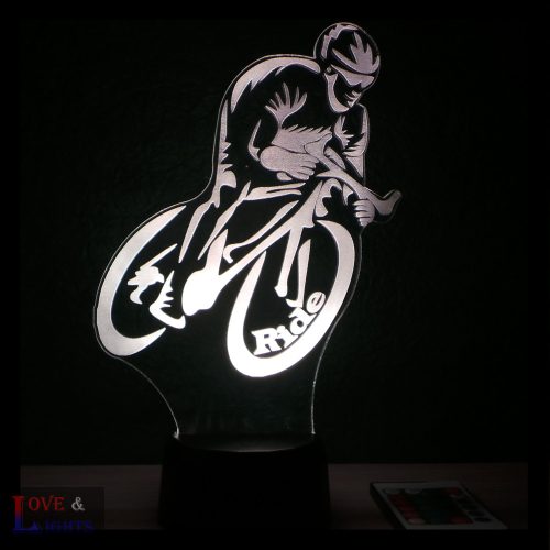 Bicikliző mintás 3D lámpa - kérhető felirattal