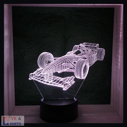 Forma-1 3D lámpa – autós dekor, ajándék F1 rajongóknak