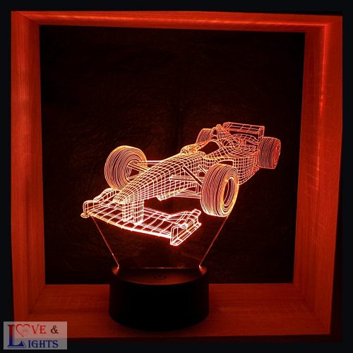 Forma-1 3D lámpa – autós dekor, ajándék F1 rajongóknak