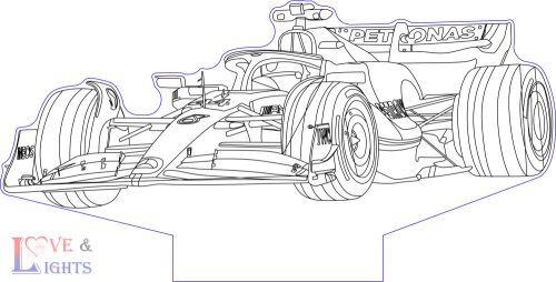 Forma-1 autó mintás illúzió lámpa  - Mercedes