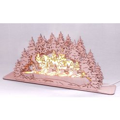 Téli tájat ábrázoló fa dekoráció- DIY