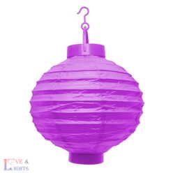 Lila papír lampion 20 cm - LED-es