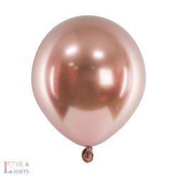 Rosegold színű latex lufi fényes - 12 cm átmérő