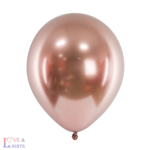 Rosegold színű latex lufi fényes - 30 cm átmérő - 10 db