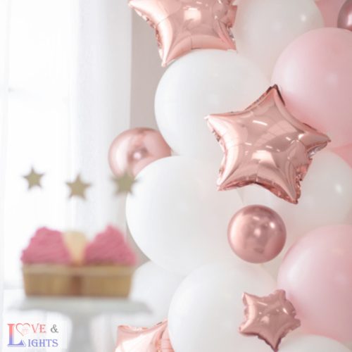 Rosegold színű latex lufi fényes - 12 cm átmérő