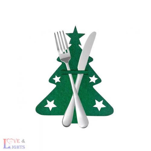 Karácsonyfa alakú evőeszköz tartó 4 db-os