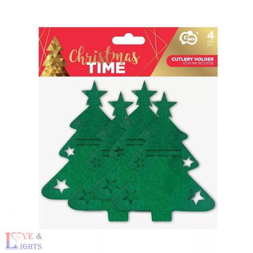 Karácsonyfa alakú evőeszköz tartó 4 db-os