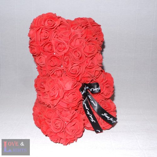 Piros rózsa maci - 25cm