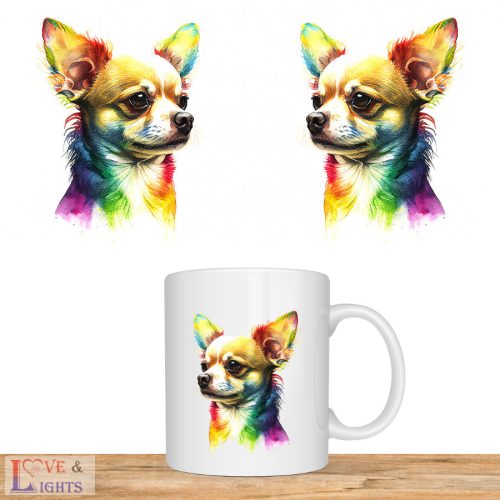 Csivava kutya mintás színes bögre -3