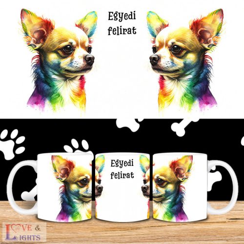 Csivava kutya mintás színes bögre -3