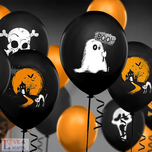 Halloween mintás fekete lufi - 6db