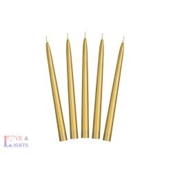 Kúpos gyertyák, fém, arany, 24cm (1 db / 10 db.)