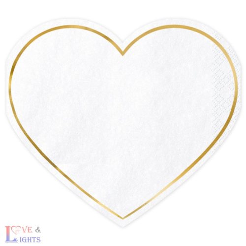 Arany-fehér szív alakú papír szalvéta