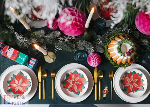 Mikulásvirág mintás karácsonyi szalvéta  (1 csomag / 20 db)