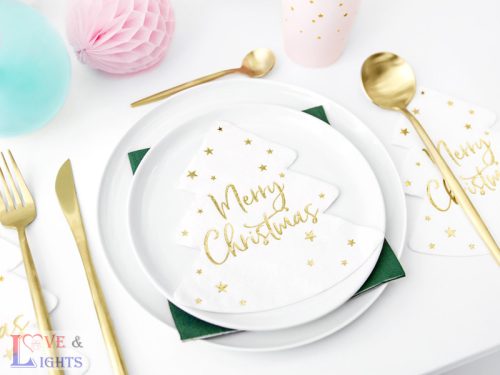 Karácsonyi szalvéta -  Merry Christmas arany felirattal