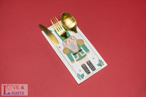 Evőeszköz tartó Diótörő mintás , 10x20 cm, mix (1 pkt / 6 db.)