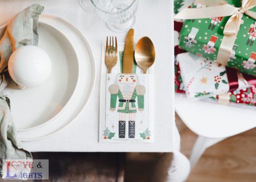 Evőeszköz tartó Diótörő mintás , 10x20 cm, mix (1 pkt / 6 db.)