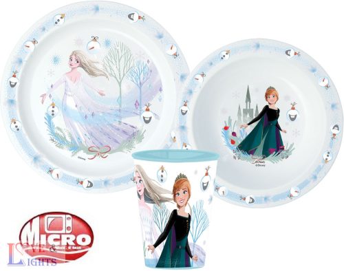 Disney Jégvarázs Royally Cool Karácsonyi étkészlet, micro műanyag szett, pohárral 260 ml