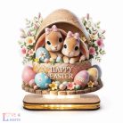 Húsvéti nyuszik tojásban – LED éjjeli fény Happy Easter felirattal