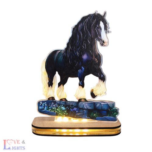 Fekete ló mintás színes LED lámpa