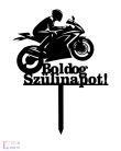 Speed motoros mintás tortadísz - Boldog Szülinapot! felirattal
