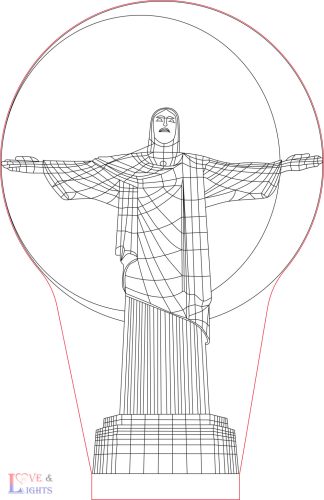 Krisztus szobor mintás 3D illúzió lámpa 
