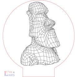   Moai - húsvét szigeteki szobrot ábrázoló  LED 3D illúzió lámpa