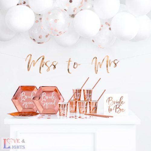Bride Squad - lánybúcsús tányér szett rosegold színben - 6db