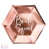 Bride Squad - lánybúcsús tányér szett rosegold színben - 6db