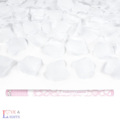 Fehér rózsaszirmos konfetti ágyú - 40cm