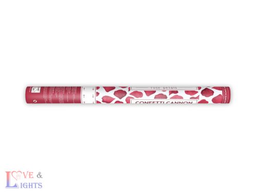 Konfetti ágyú rózsaszirmokkal, mélyvörös, 60cm