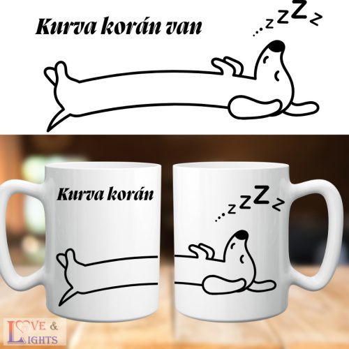 Alvás imádók bögréje tacskóval 