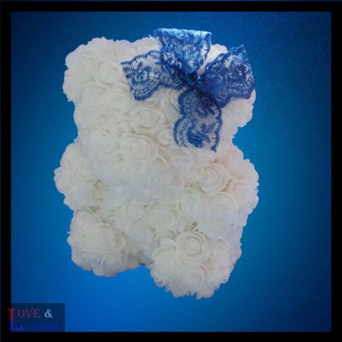Fehér rózsa maci - 25 cm