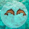 Delfin mintás fa fülbevaló