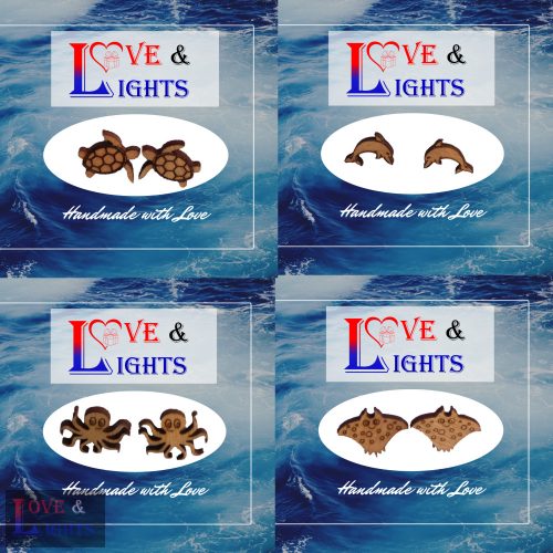 fa fülbevaló, egyedi ajándék, tengervilág, Love and Lights