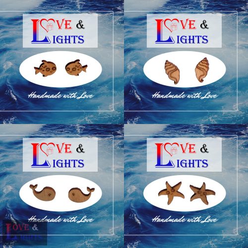 fa fülbevaló, egyedi ajándék, tengervilág, Love and Lights