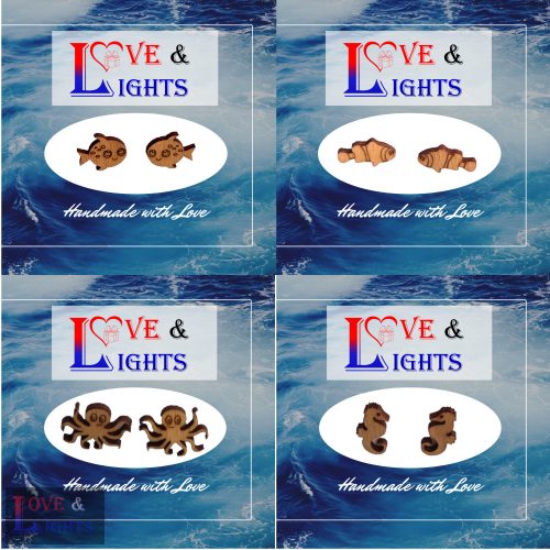 fa fülbevaló, egyedi ajándék, tengervilág, Love and Lights