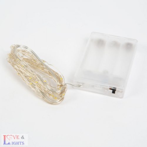 Fehér fényű LED fényfüzér - 3m