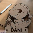 Névre szóló dino - éjjeli fény gyermekeknek