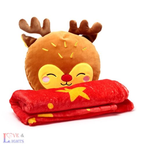 2 az 1-ben Plüss Párna & Takaró, Karácsonyi - Rudolph Rénszarvas - Blankeazzz