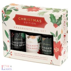   Parfümolaj Szett, 3 db-os, Karácsonyi - Mézeskalács, Fahéj & Narancs, Lucfenyő - 3x10ml